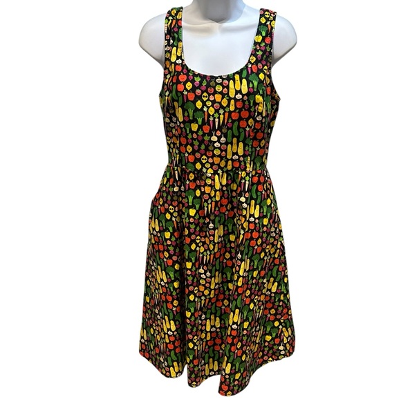 Retrolicious | Fruits and Veggies Vintage Inspired Fit & Flare Dress | Large - Picture 2 of 14